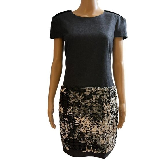 Vivienne Tam Dresses & Skirts - Vivienne Tam Wool Shift Mini Dress Gray Short Sleeve 8‎